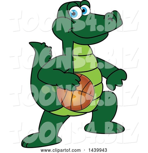 Vector Illustration of a Cartoon Alligator Mascot Playing Basketball