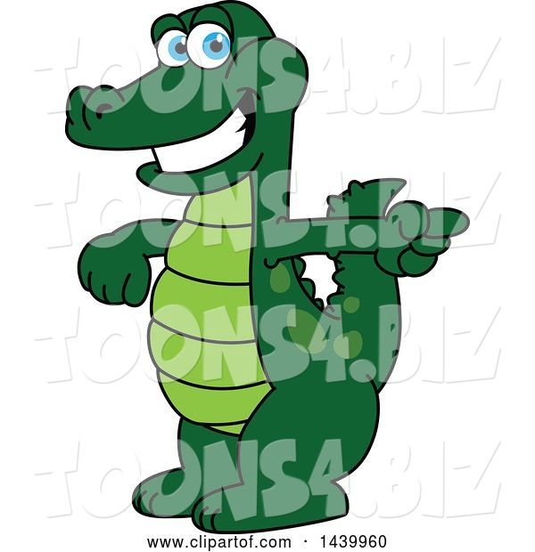 Vector Illustration of a Cartoon Alligator Mascot Pointing