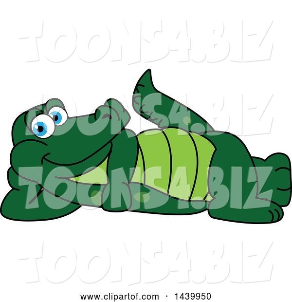 Vector Illustration of a Cartoon Alligator Mascot Relaxing