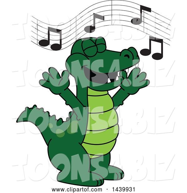 Vector Illustration of a Cartoon Alligator Mascot Singing