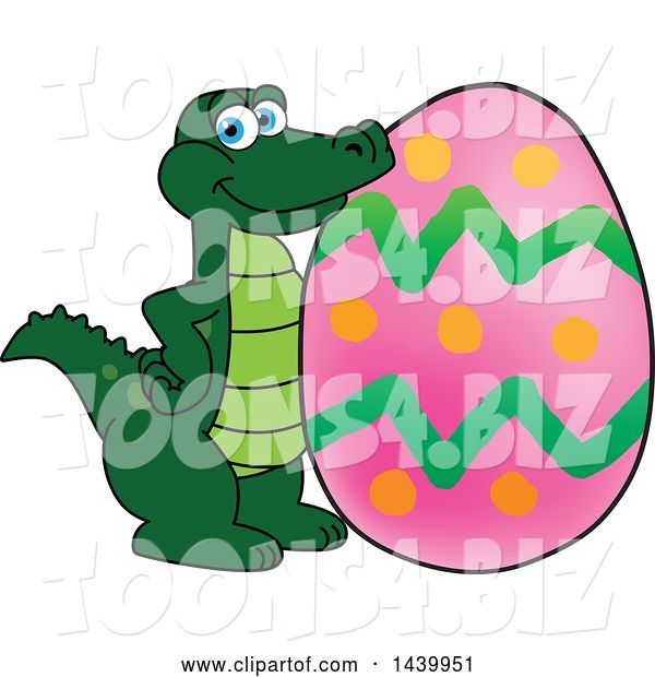 Vector Illustration of a Cartoon Alligator Mascot with an Easter Egg