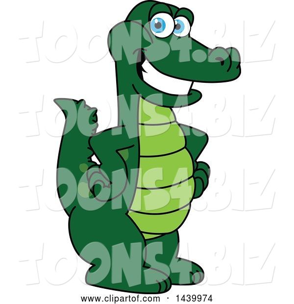Vector Illustration of a Cartoon Alligator Mascot with Hands on His Hips