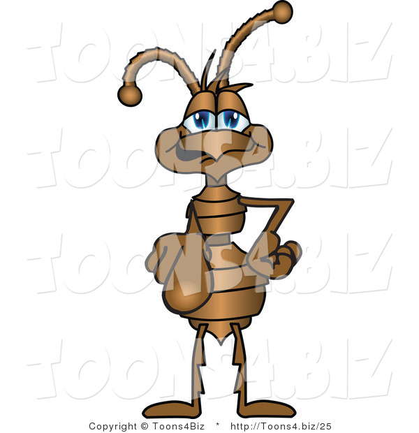 Vector Illustration of a Cartoon Ant Mascot Pointing Outwards to Get Your Attention