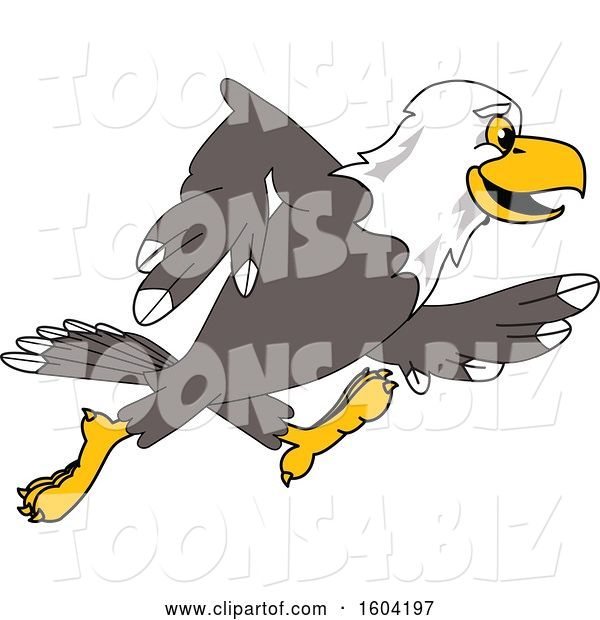 Vector Illustration of a Cartoon Bald Eagle Mascot Running