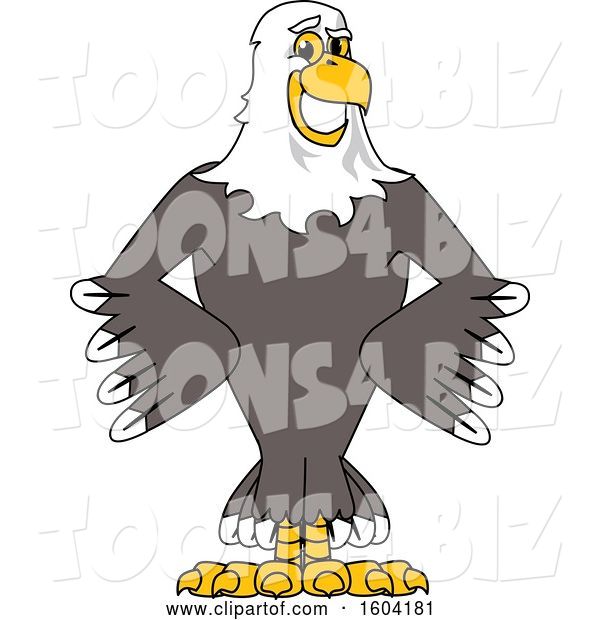 Vector Illustration of a Cartoon Bald Eagle Mascot with Hands on His Hips