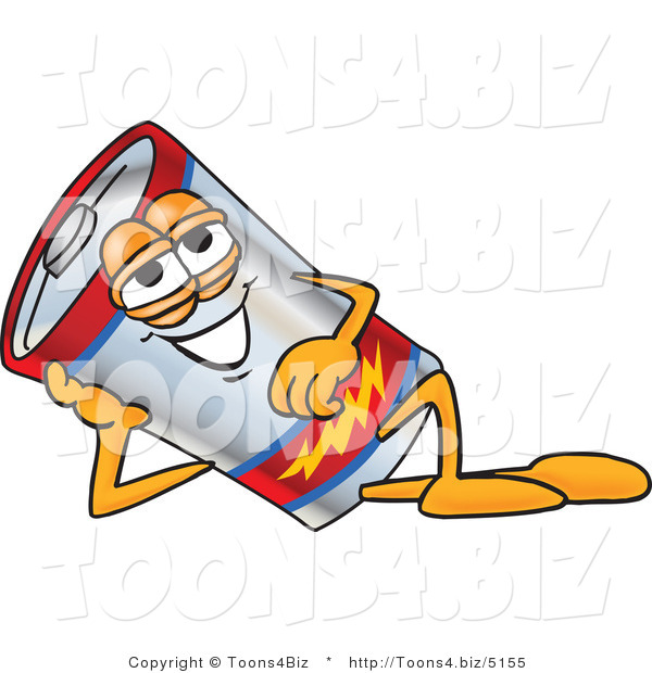 Vector Illustration of a Cartoon Battery Mascot Reclined