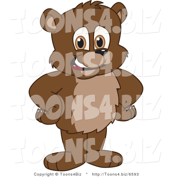 Vector Illustration of a Cartoon Bear Mascot Standing with His Hands on His Hips