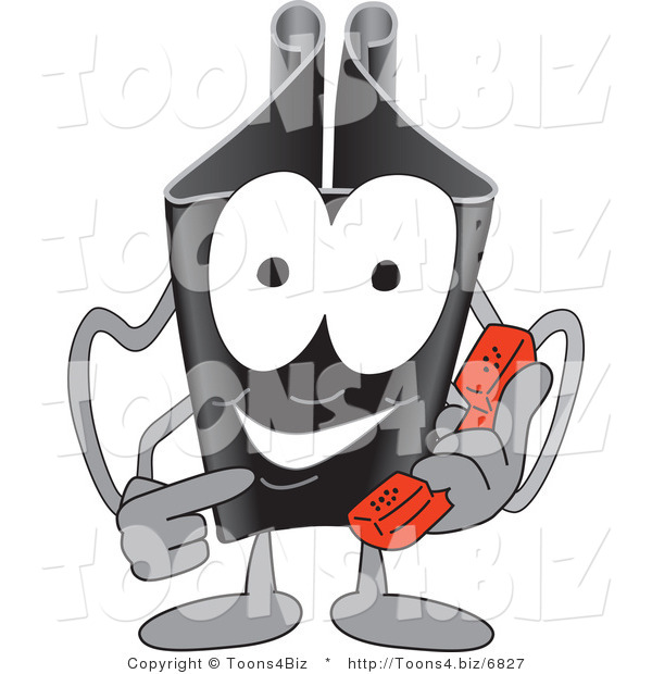 Vector Illustration of a Cartoon Binder Clip Mascot Using a Phone