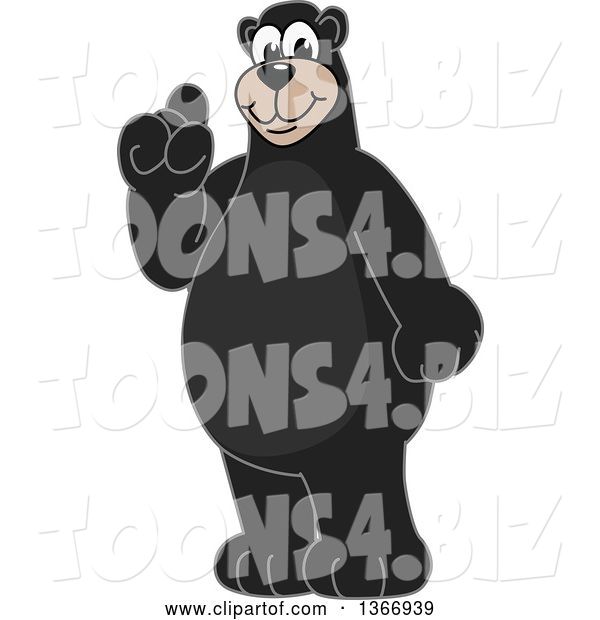 Vector Illustration of a Cartoon Black Bear School Mascot with an Idea