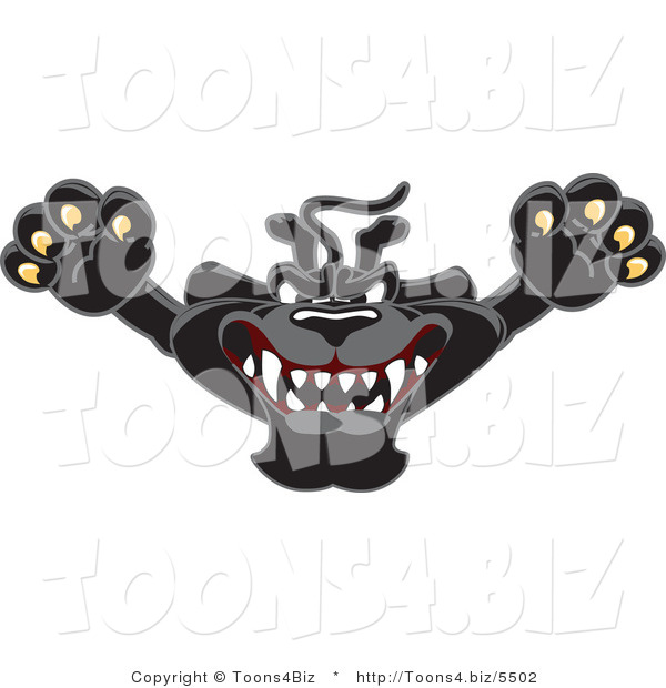 Vector Illustration of a Cartoon Black Jaguar Mascot Leaping