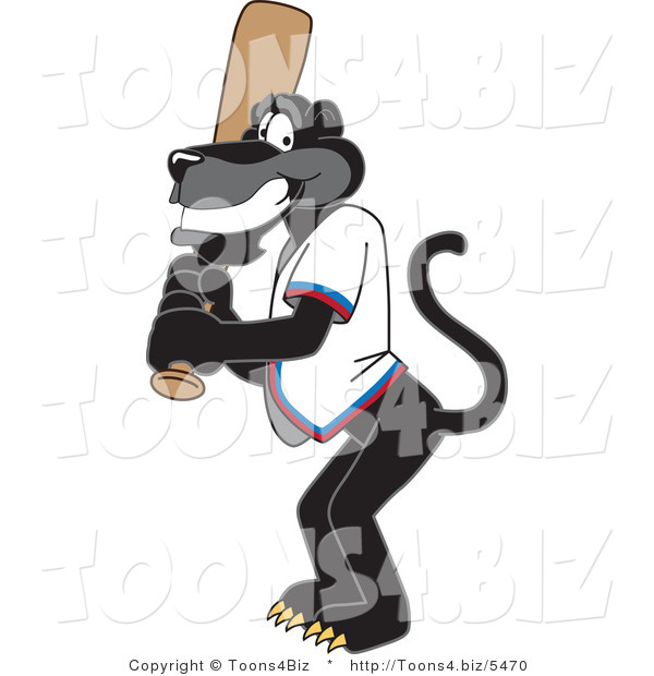 Vector Illustration of a Cartoon Black Jaguar Mascot Playing Baseball