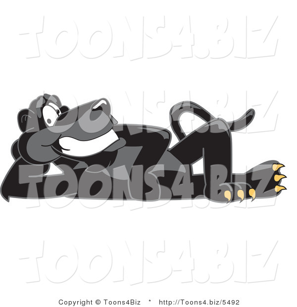 Vector Illustration of a Cartoon Black Jaguar Mascot Reclined