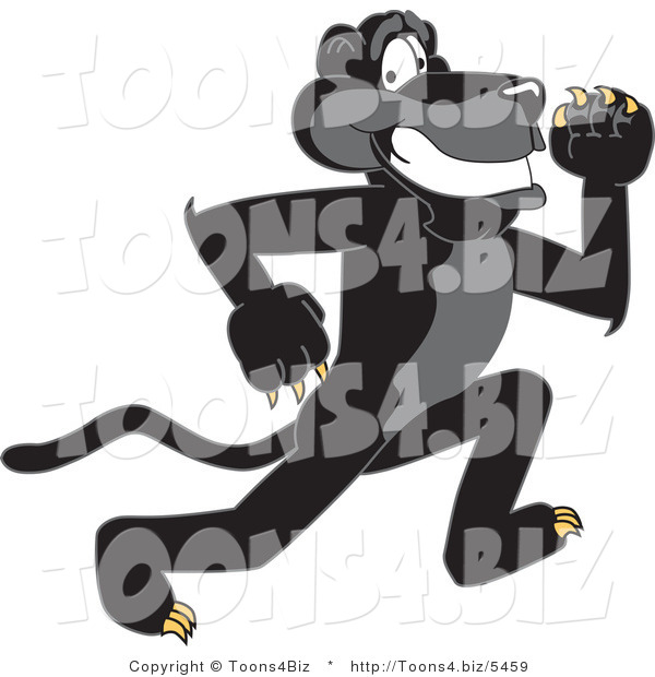 Vector Illustration of a Cartoon Black Jaguar Mascot Running