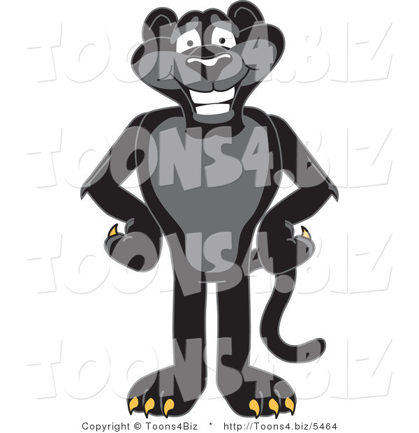 Vector Illustration of a Cartoon Black Jaguar Mascot with His Paws on His Hips