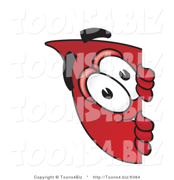 Vector Illustration of a Cartoon Blood Droplet Mascot Peeking Around a Corner