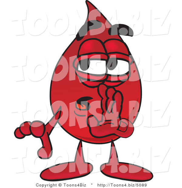 Vector Illustration of a Cartoon Blood Droplet Mascot Whispering and Gossiping