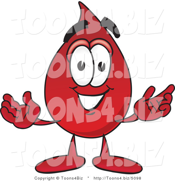 Vector Illustration of a Cartoon Blood Droplet Mascot with Welcoming Open Arms