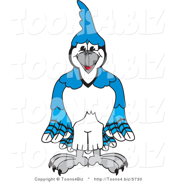 Vector Illustration of a Cartoon Blue Jay Mascot