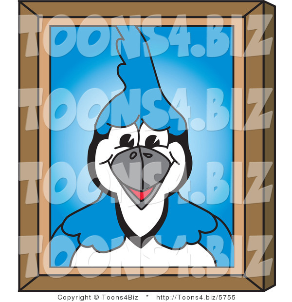 Vector Illustration of a Cartoon Blue Jay Mascot Portrait