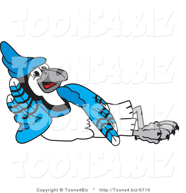 Vector Illustration of a Cartoon Blue Jay Mascot Reclined