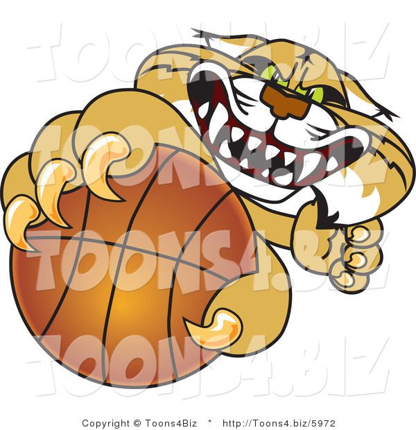 Vector Illustration of a Cartoon Bobcat Mascot Grabbing a Basketball