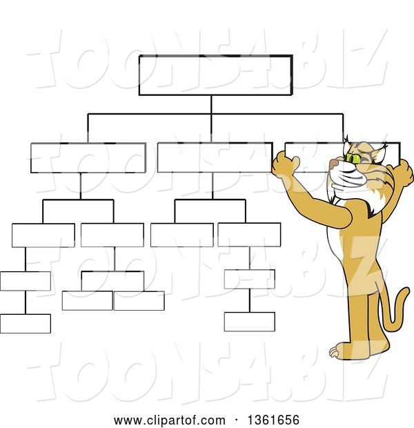 Vector Illustration of a Cartoon Bobcat Mascot Setting up a Chart, Symbolizing Organization