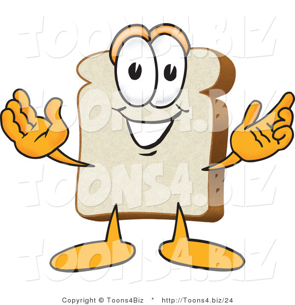 Vector Illustration of a Cartoon Bread Mascot with His Arms Open