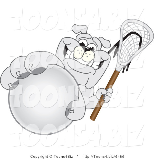 Vector Illustration of a Cartoon Bulldog Mascot Grabbing a Lacrosse Ball