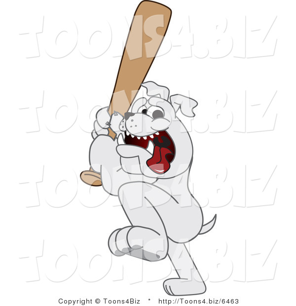 Vector Illustration of a Cartoon Bulldog Mascot Holding a Baseball Bat