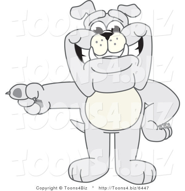 Vector Illustration of a Cartoon Bulldog Mascot Pointing Left