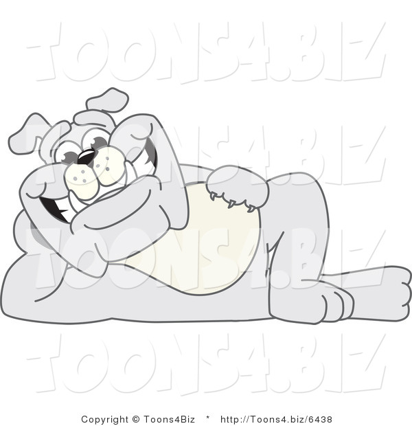 Vector Illustration of a Cartoon Bulldog Mascot Resting on His Side