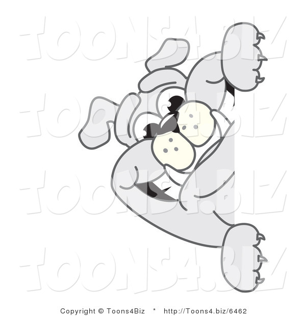 Vector Illustration of a Cartoon Bulldog Mascot Smiling Around a Blank Sign
