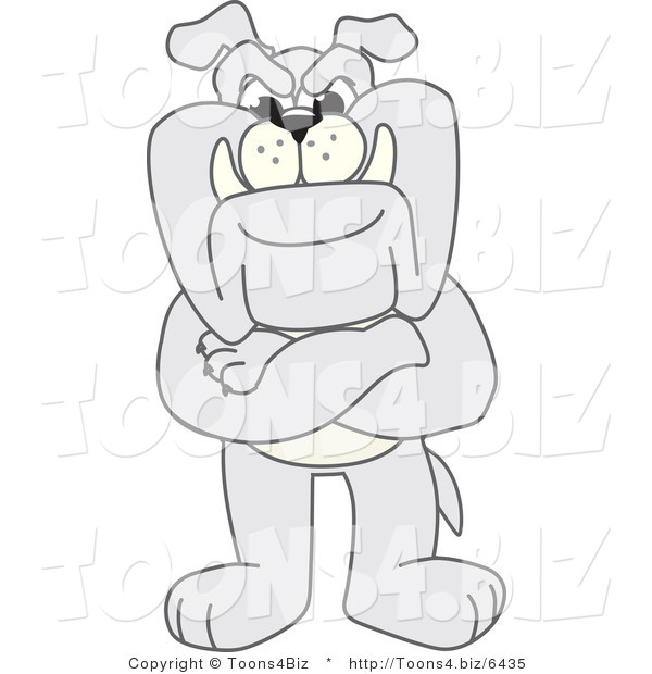 Vector Illustration of a Cartoon Bulldog Mascot Standing with His Arms Crossed