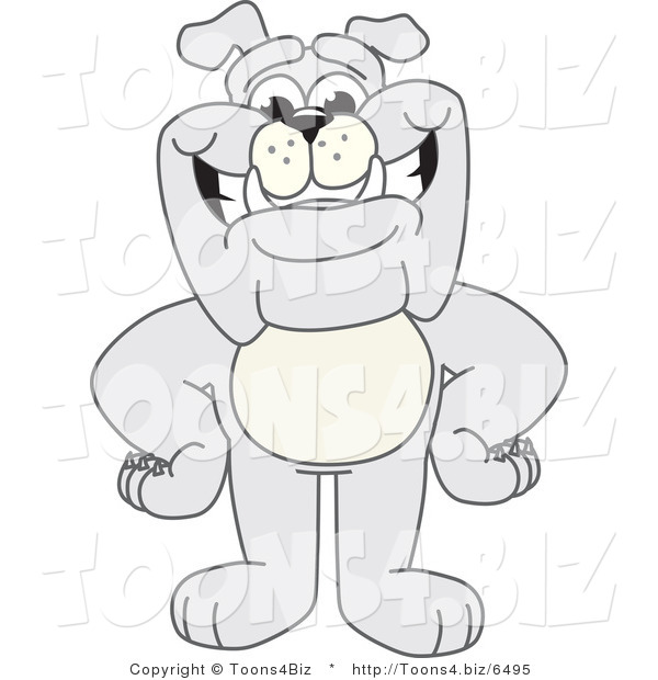 Vector Illustration of a Cartoon Bulldog Mascot Standing with His Hands on His Hips