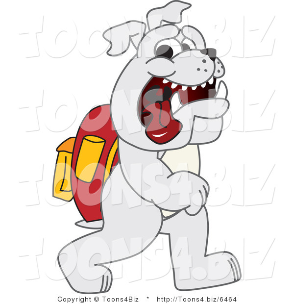 Vector Illustration of a Cartoon Bulldog Mascot Walking to School