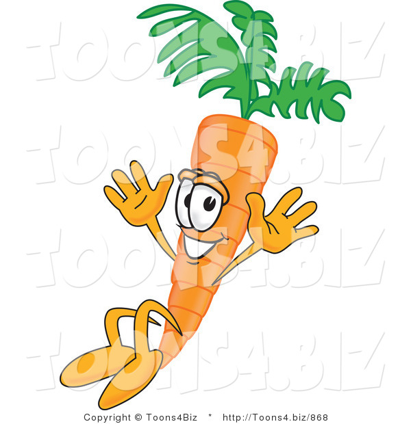 Vector Illustration of a Cartoon Carrot Mascot Jumping