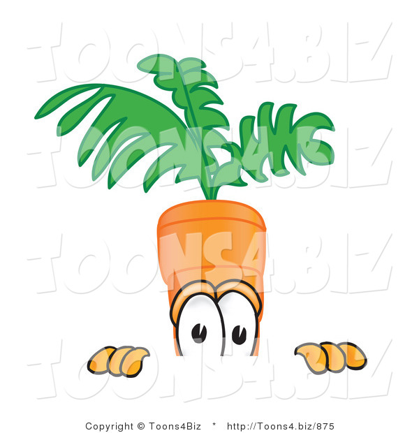 Vector Illustration of a Cartoon Carrot Mascot Nervously Peeking over a Surface