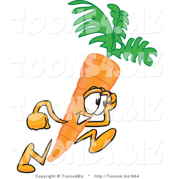 Vector Illustration of a Cartoon Carrot Mascot Running Fast