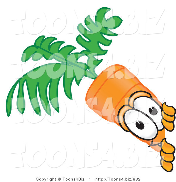 Vector Illustration of a Cartoon Carrot Mascot Sneakily Peeking Around a Corner