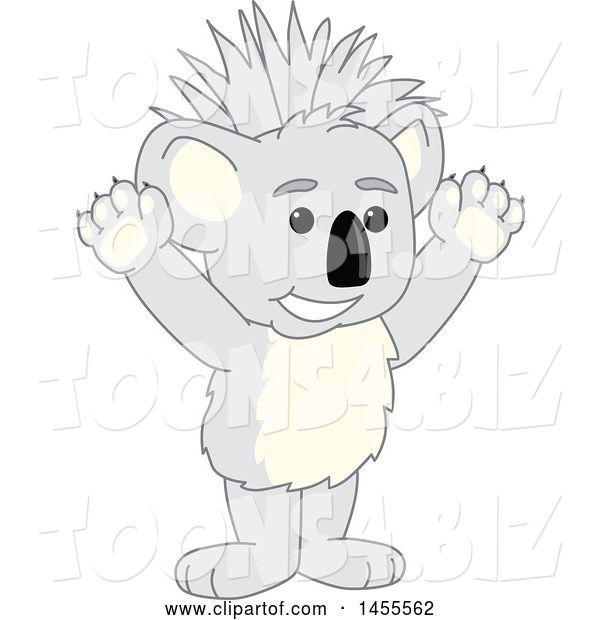 Vector Illustration of a Cartoon Cheering Koala Bear Mascot with a Mohawk