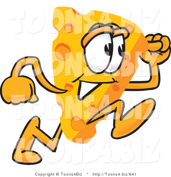 Vector Illustration of a Cartoon Cheese Mascot Running Fast