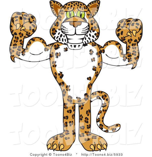 Vector Illustration of a Cartoon Cheetah Mascot Flexing