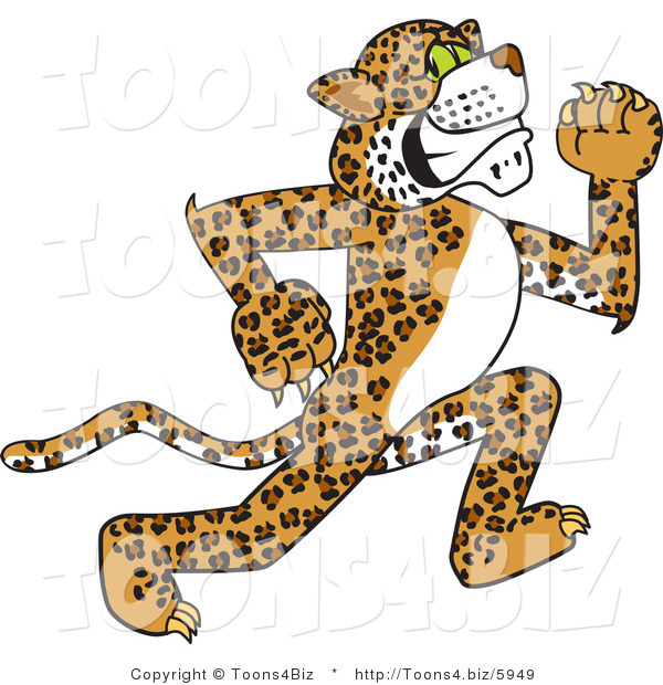 Vector Illustration of a Cartoon Cheetah Mascot Running