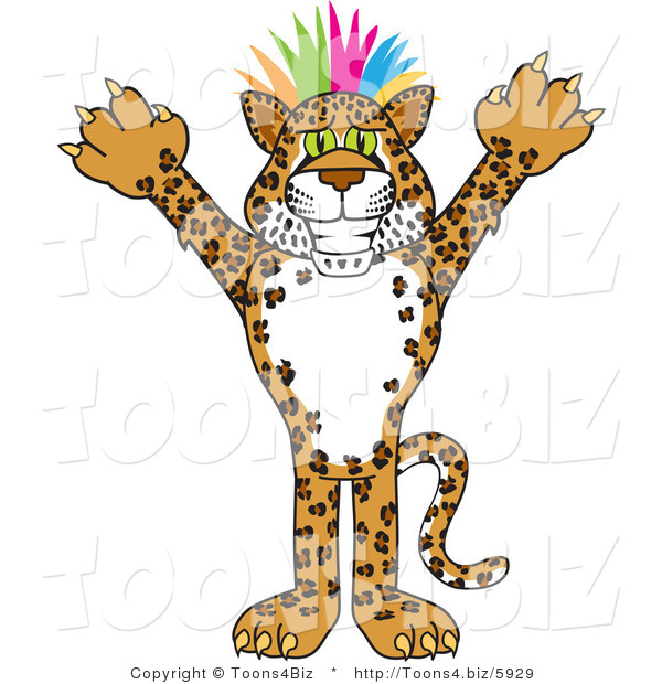Vector Illustration of a Cartoon Cheetah Mascot with Colorful Hair
