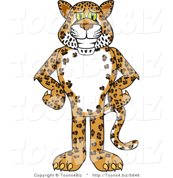 Vector Illustration of a Cartoon Cheetah Mascot with His Hands on His Hips