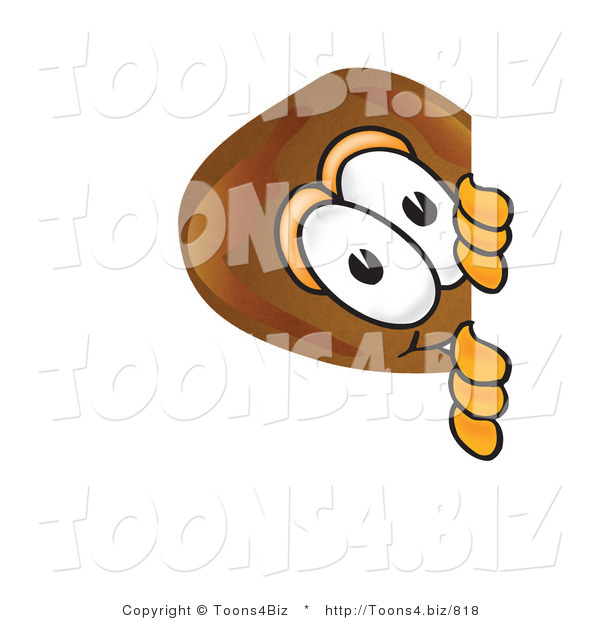 Vector Illustration of a Cartoon Chicken Drumstick Mascot Peeking Around a Corner