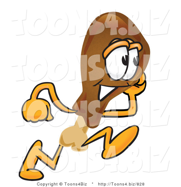 Vector Illustration of a Cartoon Chicken Drumstick Mascot Running