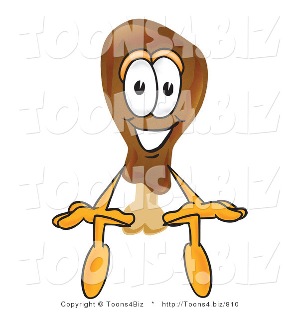 Vector Illustration of a Cartoon Chicken Drumstick Mascot Sitting