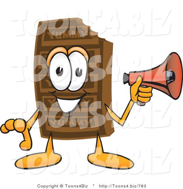 Vector Illustration of a Cartoon Chocolate Mascot Holding a Megaphone