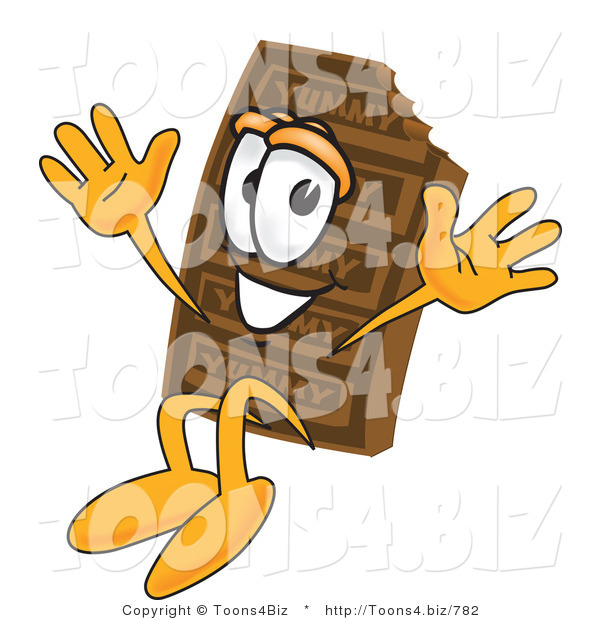 Vector Illustration of a Cartoon Chocolate Mascot Jumping